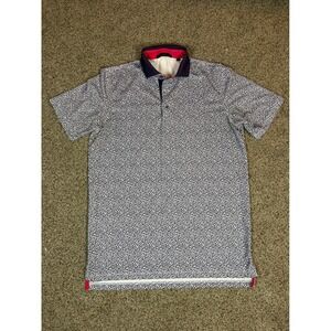 Greyson Clothiers Mens Wolf Print Golf Polo Shirt Navy White Red Size Small